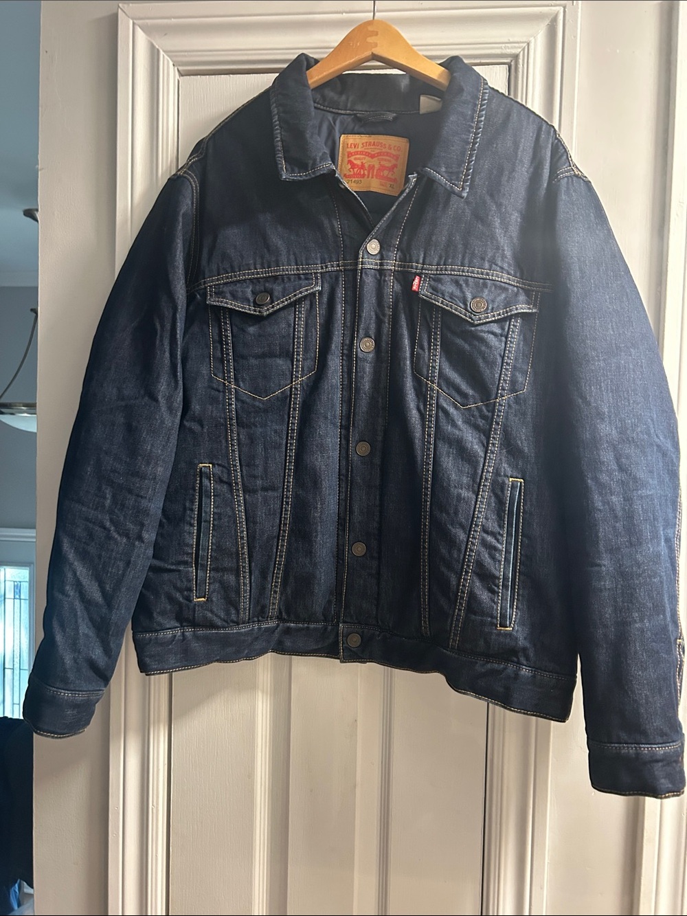 Levi’s Men’s Dark Blue Denim Down Trucker Jacket